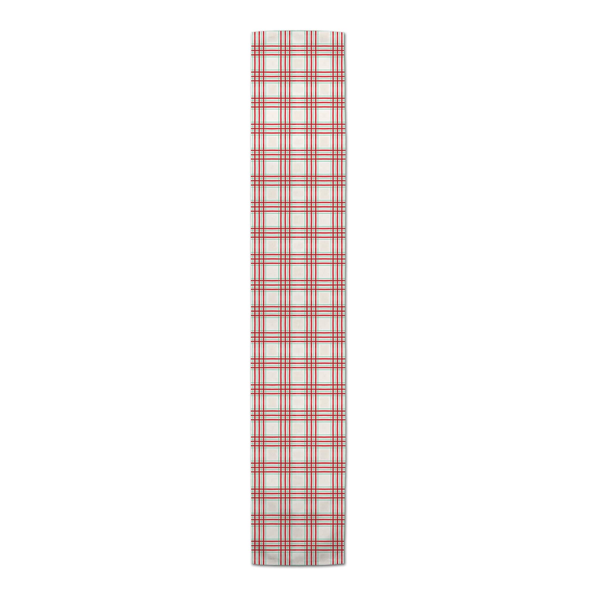 72" Painted Christmas Plaid Poly Twill Table Runner